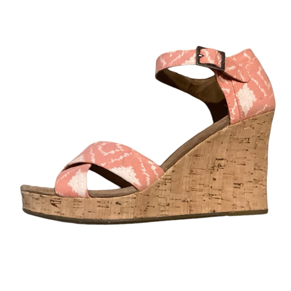 Tom’s Aztec Cork Wedge Sandals Pink 10